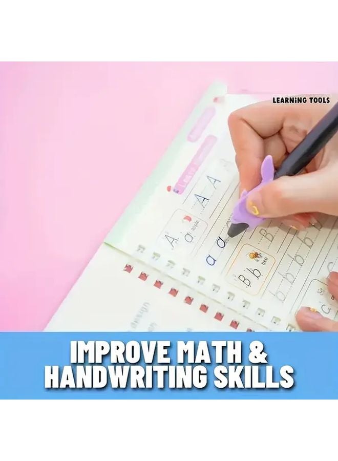 مجموعة من أربعة كتب قابلة لإعادة الاستخدام لتدريب الخط للأطفال، كتب تتبع الأخاديد للخط والكتابة - Image 5